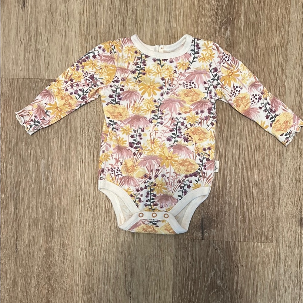 Burt's Bees Baby Yellow and Purple Floral Bodysuit